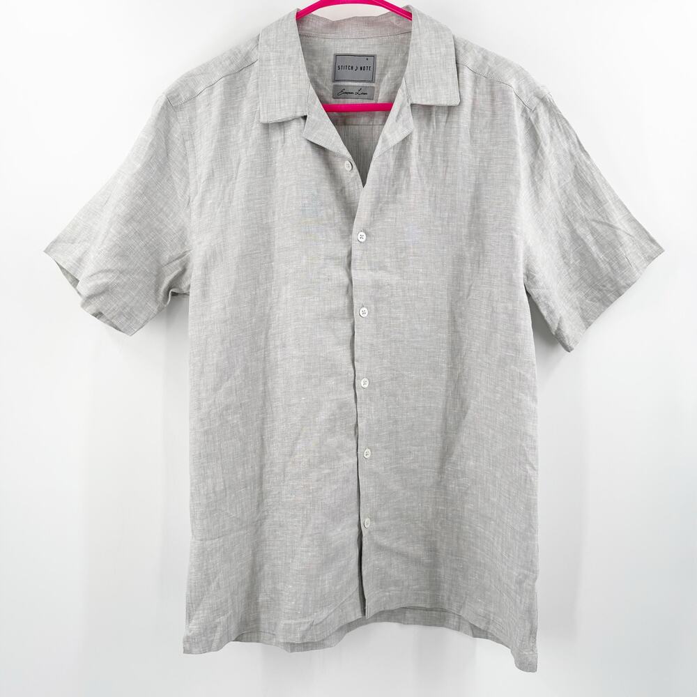 Stitch Note Shirt Size Small NEW 100% European Linen Button Down Gray NWOT